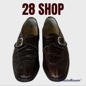 28 SHOP Brown Leather Crocodile Print Loafers (6M)